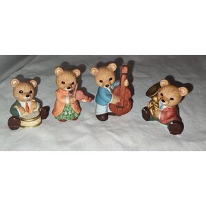 Lot of 4  Vintage Homco #1422 Musician Bears Figurines Porcelain